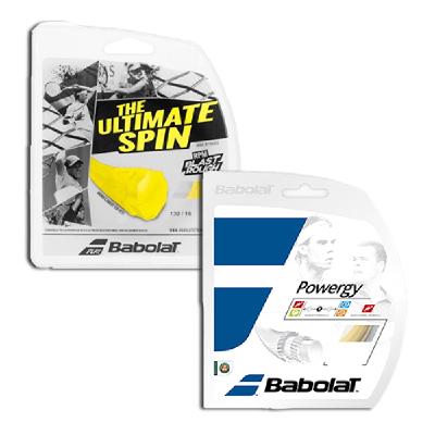 Теннисные струны Babolat RPM Blast Rough Yellow 1,25 + Powergy 1,30 комбинация струн