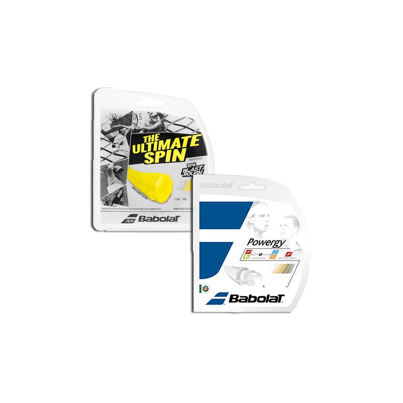 Теннисные струны Babolat RPM Blast Rough Yellow 1,25 + Powergy 1,30 комбинация струн