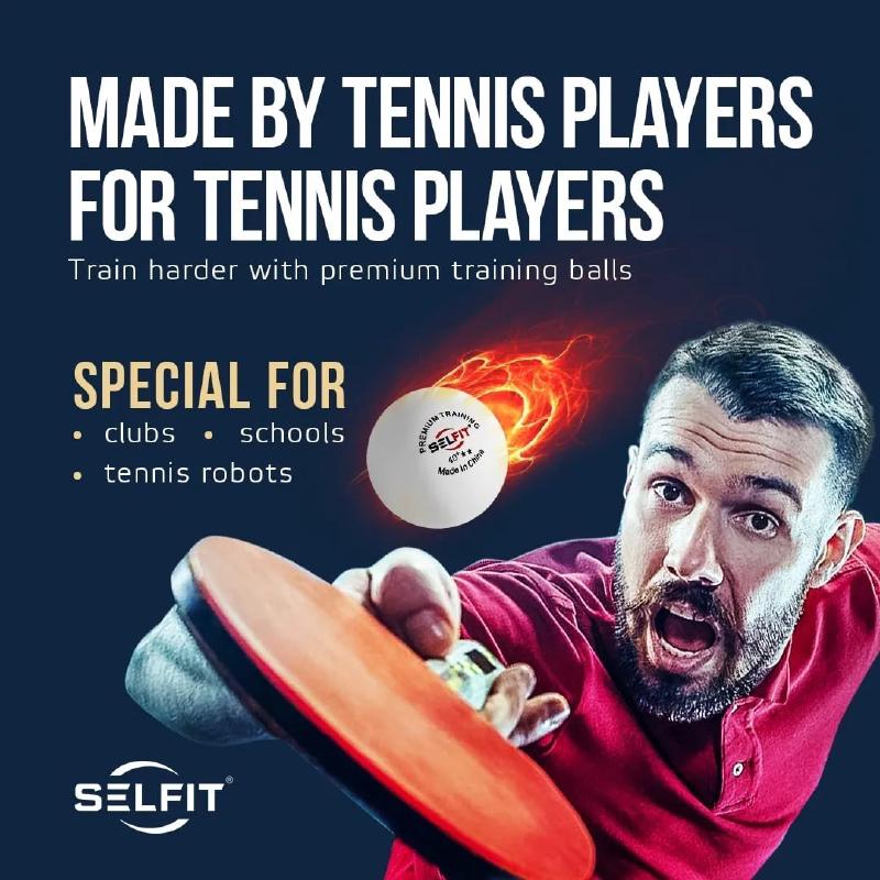Мячи для настольного тенниса SELFIT Premium Training 2*, 40+ (100 шт.)