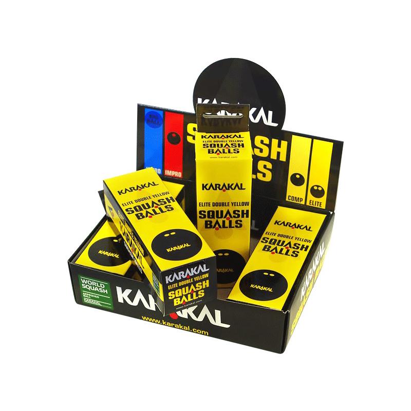 Мячи для сквоша Karakal 2x-Yellow Dot Squash Ball 12 (4x3)