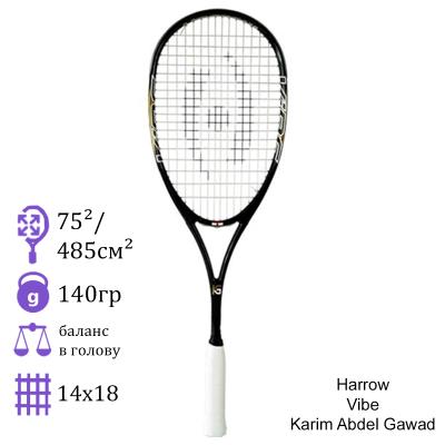 Ракетка для сквоша Harrow Vibe Custom Karim Abdel Gawad (Black/Vegas)