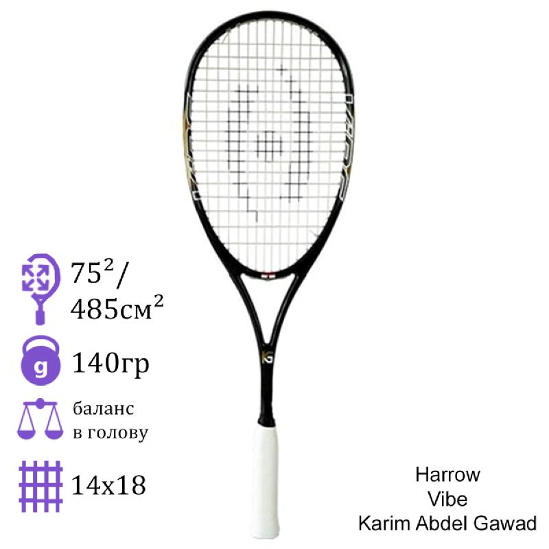 Ракетка для сквоша Harrow Vibe Custom Karim Abdel Gawad (Black/Vegas)