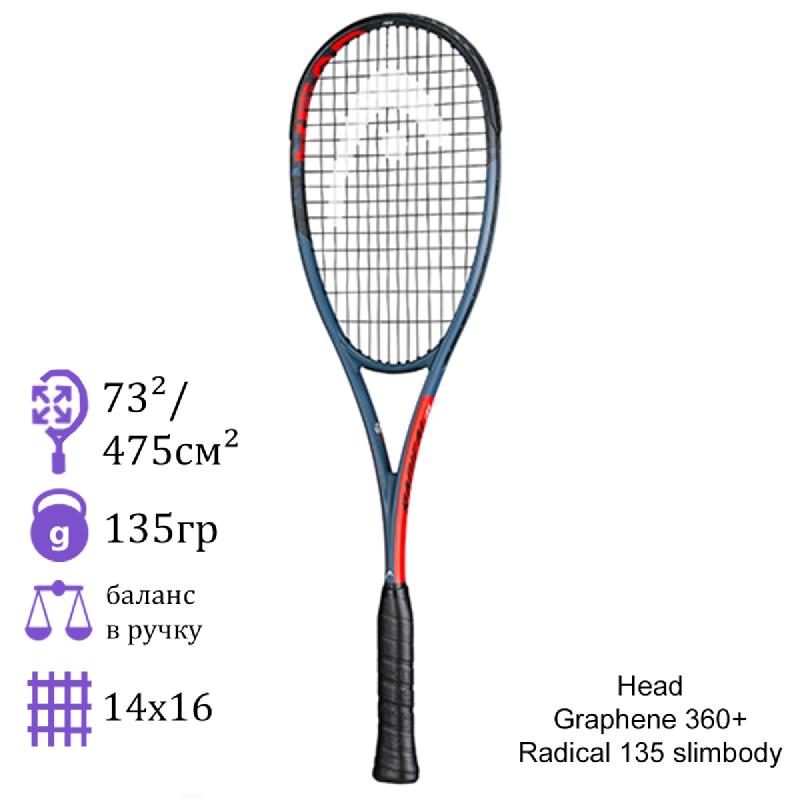 Ракетка для сквоша Head Graphene 360+ Radical 135 slimbody