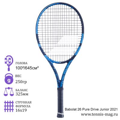 Теннисная ракетка детская Babolat 26 Pure Drive Junior 2021