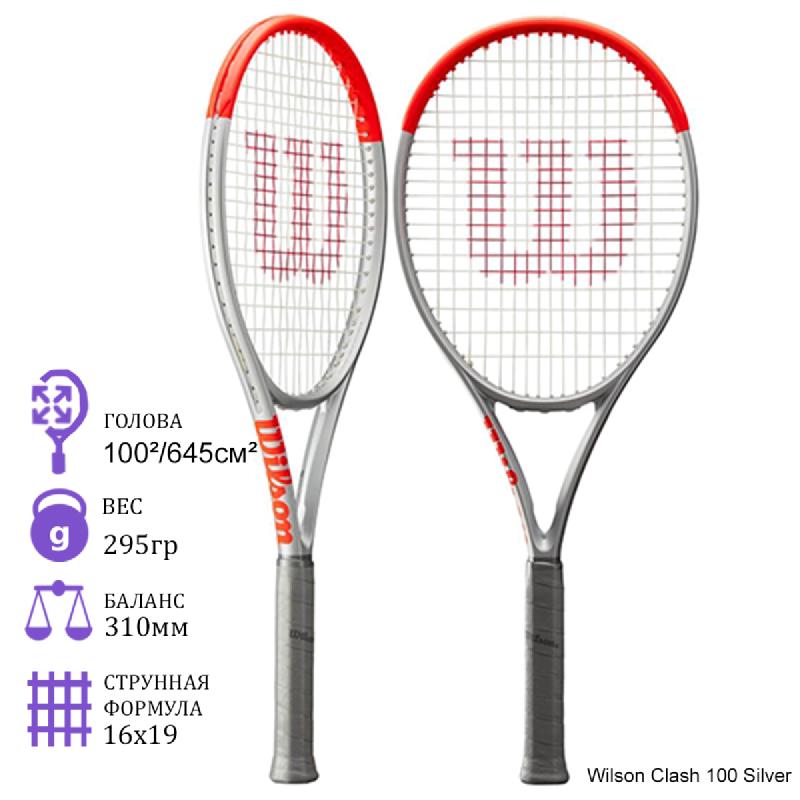 Теннисная ракетка Wilson Clash 100 Silver