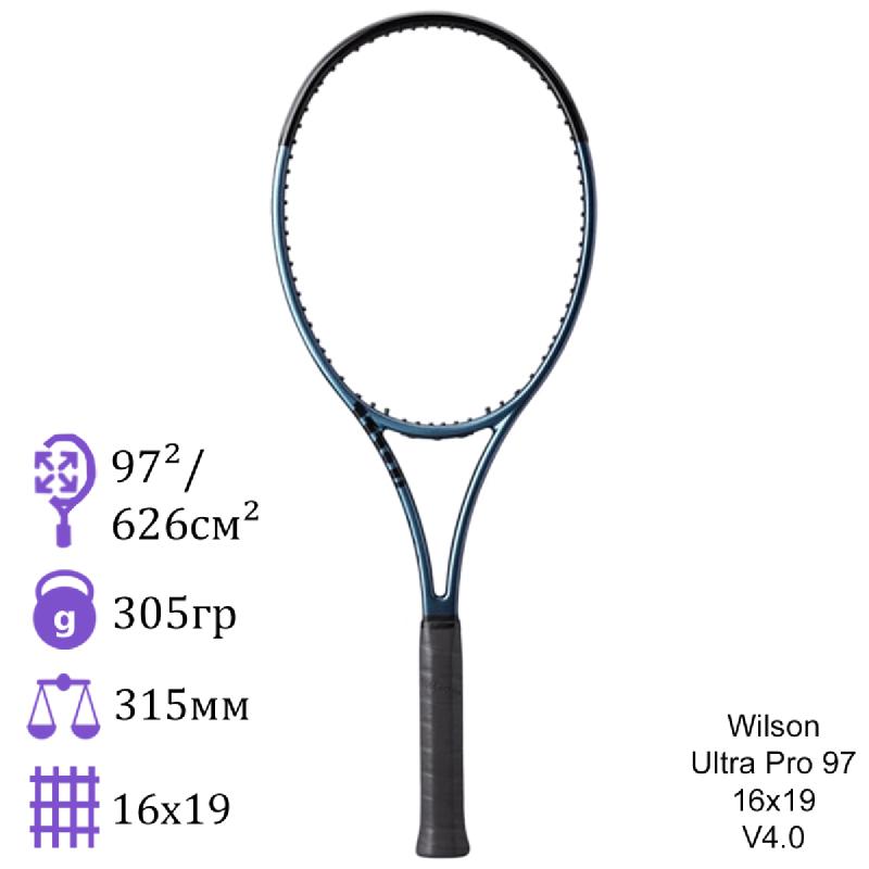 Теннисная ракетка Wilson Ultra Pro 97 16x19 V4.0