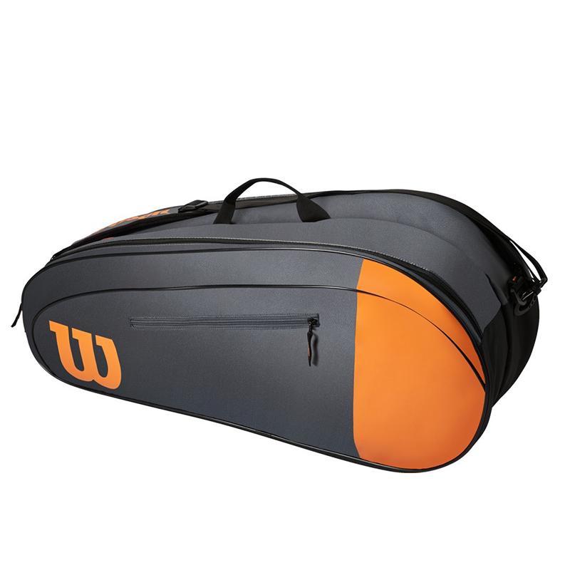Теннисная сумка Wilson Burn Team Grey Orange на 6 ракеток