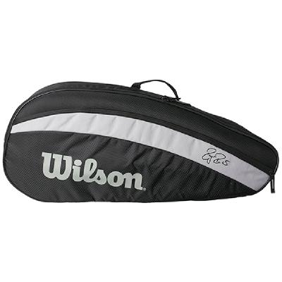 Теннисная сумка Wilson Federer Team Чёрно-серая на 3 ракетки