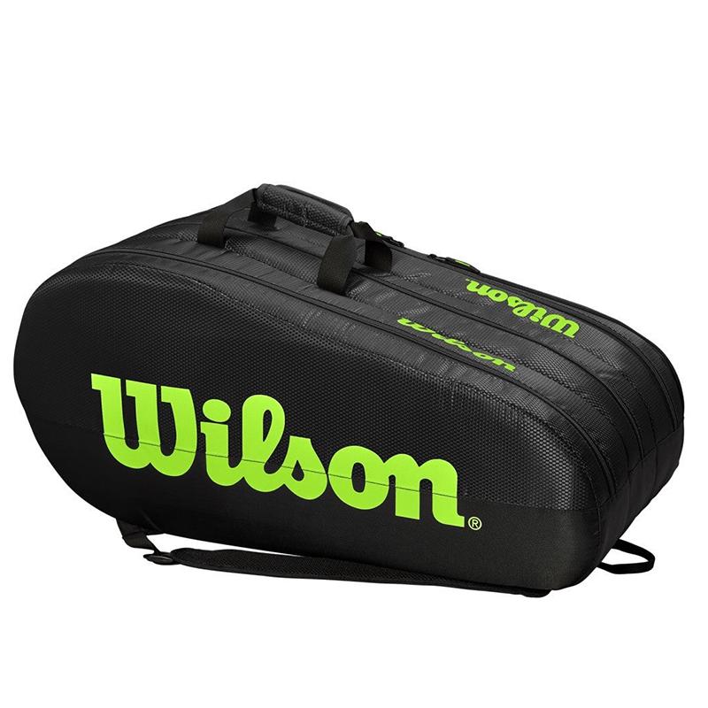 Теннисная сумка Wilson Team 3 Comp Black/Green на 12 ракеток