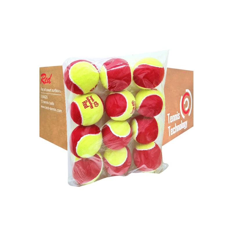 Теннисные мячи Tennis Technology Red 72 красные (6x12)