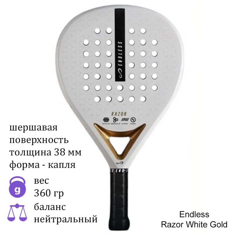Ракетка для падел Endless Razor White/Gold