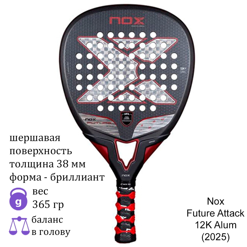 Ракетка для падела Nox Future Attack 12K Alum (2025)
