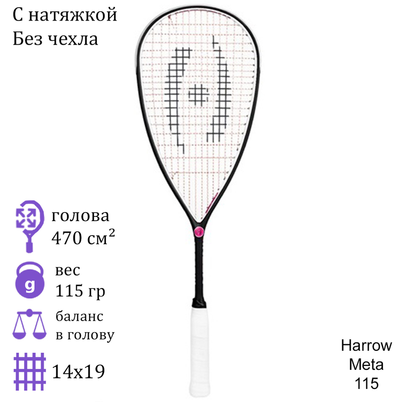 Ракетка для сквоша Harrow Meta 115 Navy/White/Pink
