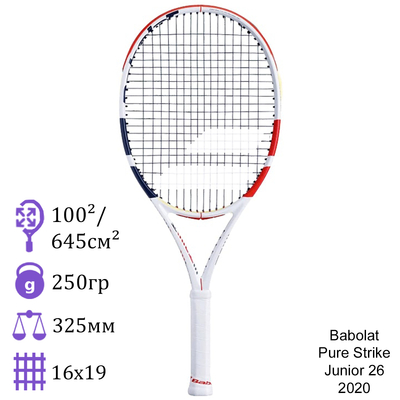 Теннисная ракетка детская Babolat 26 Pure Strike Junior 2020