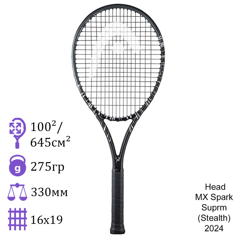 Теннисная ракетка Head MX Spark Suprm (Stealth) 2024