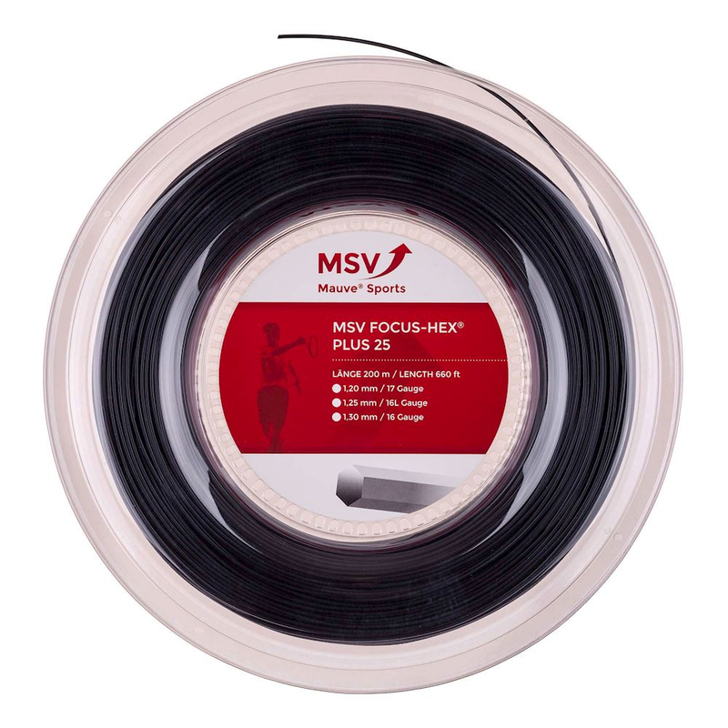 Теннисная струна MSV Focus-Hex Plus 25 1,20 Black 200 метров