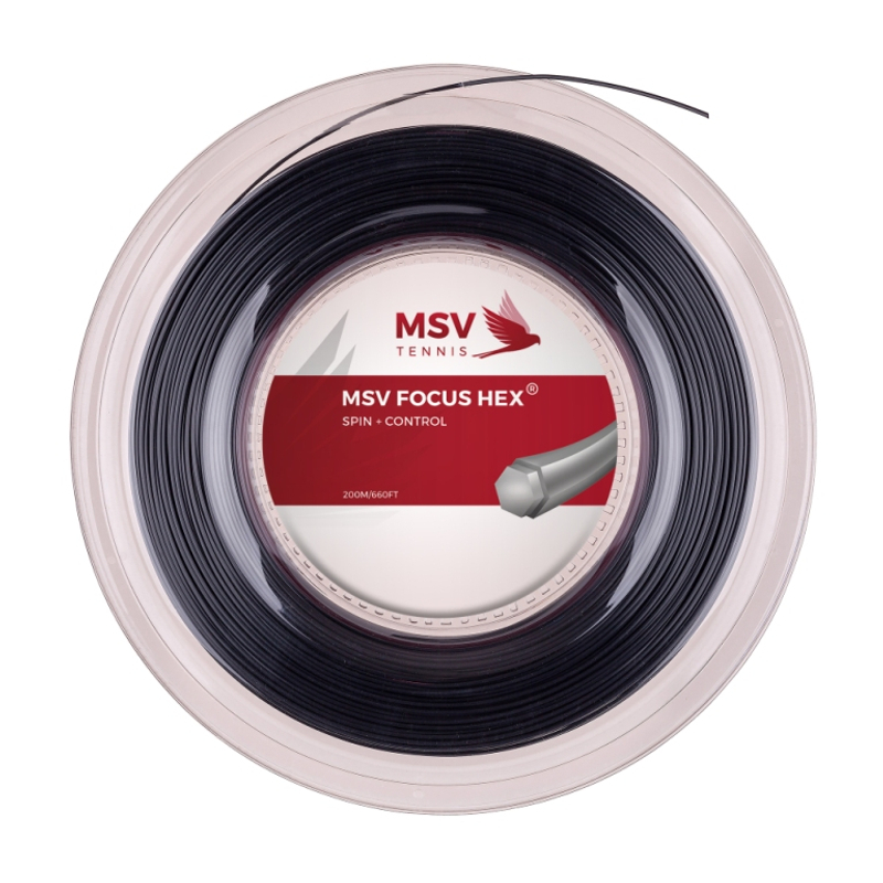 Теннисная струна MSV Focus-Hex Black 1,23 200 метров